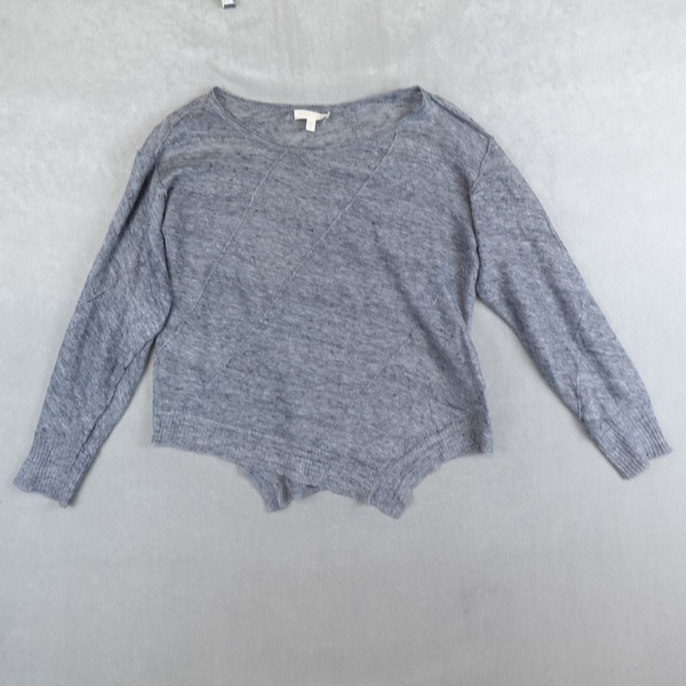 Eileen Fisher Top Sheer Asymmetrical Hem Gray Italian Yarn Size PP Linen
